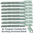 thumbnail image 2 of Carbide Jigsaw Blades 8x Universal U Shank Scroll Jigsaw Blades Drywall Hardie Board Fiberglass Jigsaw Blade Low Density Tile Saw Blades Cutting Backerboard And Abrasive Materials Grit Edge Smooth, 2 of 6
