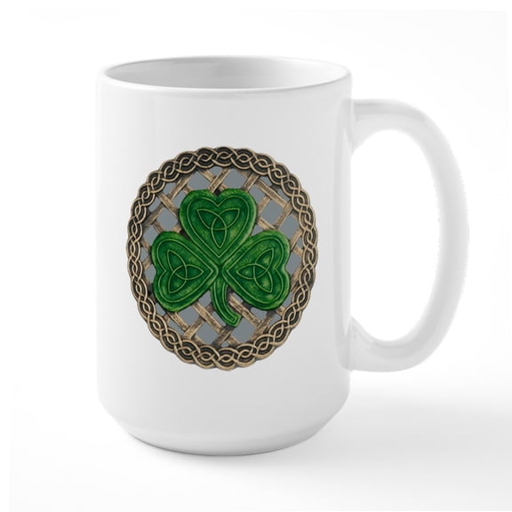CafePress - Shamrock And Celtic Knots Mug - 15 oz Ceramic Large White Novelty Mug