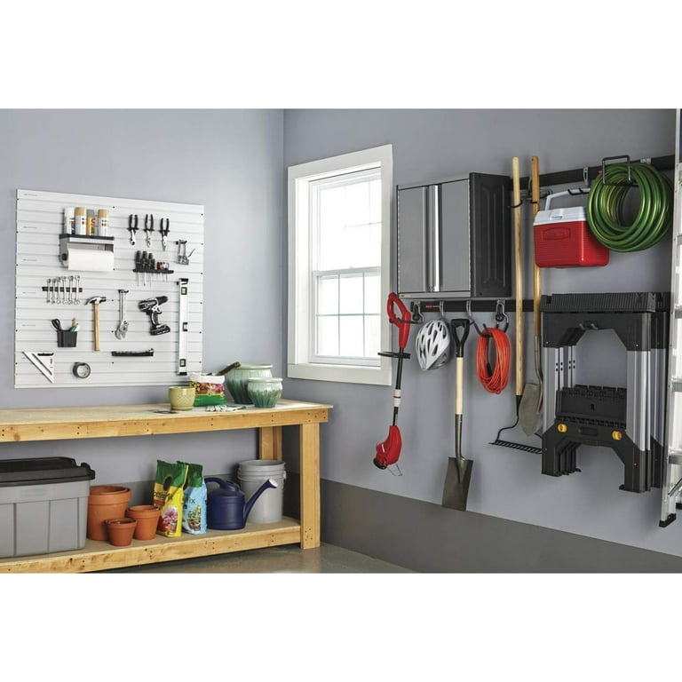 Rubbermaid FastTrack Wall Mounted Garage Storage Utility Multi Hook for  Tools, Chairs, Hose, Equipment, and Other Items, Supports 50 Lbs Each (4  Pack)