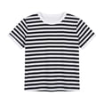thumbnail image 3 of Tiijoy Girls Casual Striped T Shirt Round Neck Short Sleeve Tshirt, Black, Sizes 2-13, 3 of 3