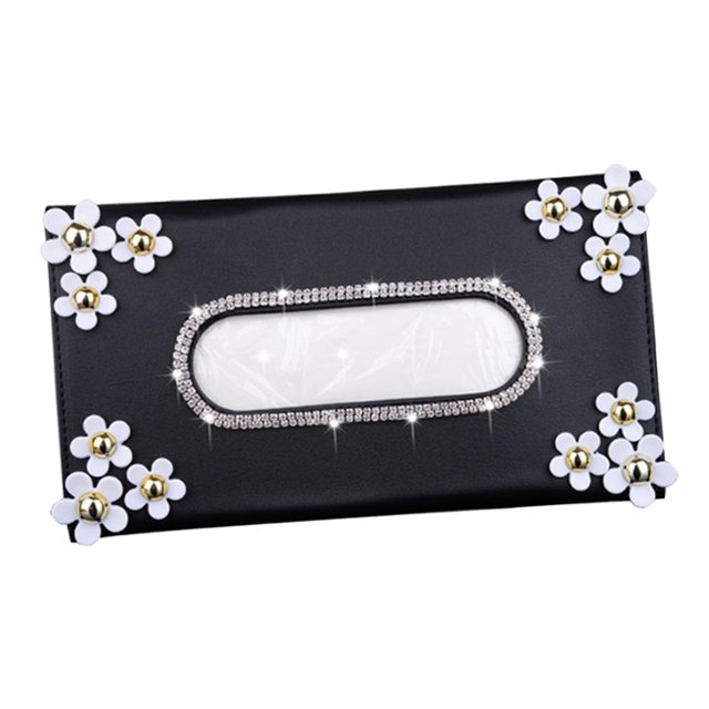 Caja de pañuelos para coches, servilletero, almacenamiento para sala de estar, bolsa decorativa para cocina Negro Zulema Funda de tejido