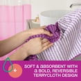 thumbnail image 5 of TOWN & COUNTRY PLAY 4-Piece Striped Reversible Terry Brights Hand Towel Set, 20"x30", 100% BCI Cotton, Plush & Absorbent 550GSM, Grape Purple, 5 of 8