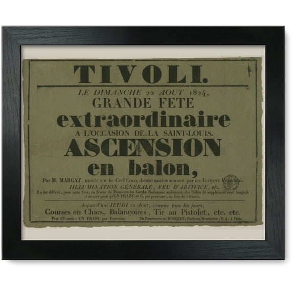 Framed Print: Tivoli. Le Dimanche 22 Aout, 1824, Grand Fete Extraordinaire A