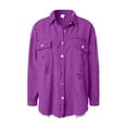 thumbnail image 5 of adviicd Women's Oversized Denim Jacket Casual Long Sleeve Denim Shirts Jean Jacket Fall Outfits 2025 Dark Purple, XXL, 5 of 6