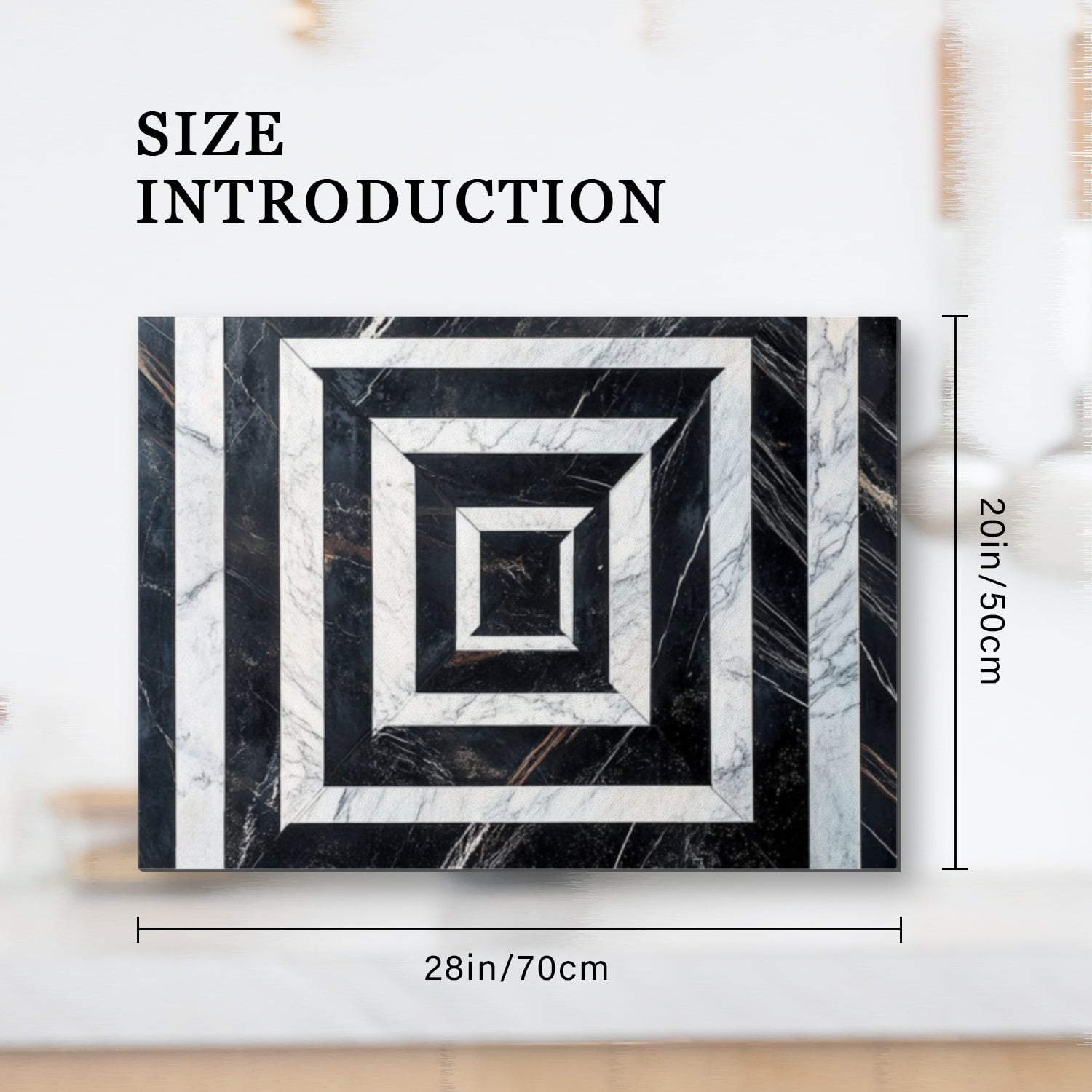 Stovetop Cover for Electric Stove, Abstract Geometric Art Black and White Marble Print Stove Mat for Glass Cooktop, Square Foldable Decoration Pad for Kitchen RV (28×20 Inch)
