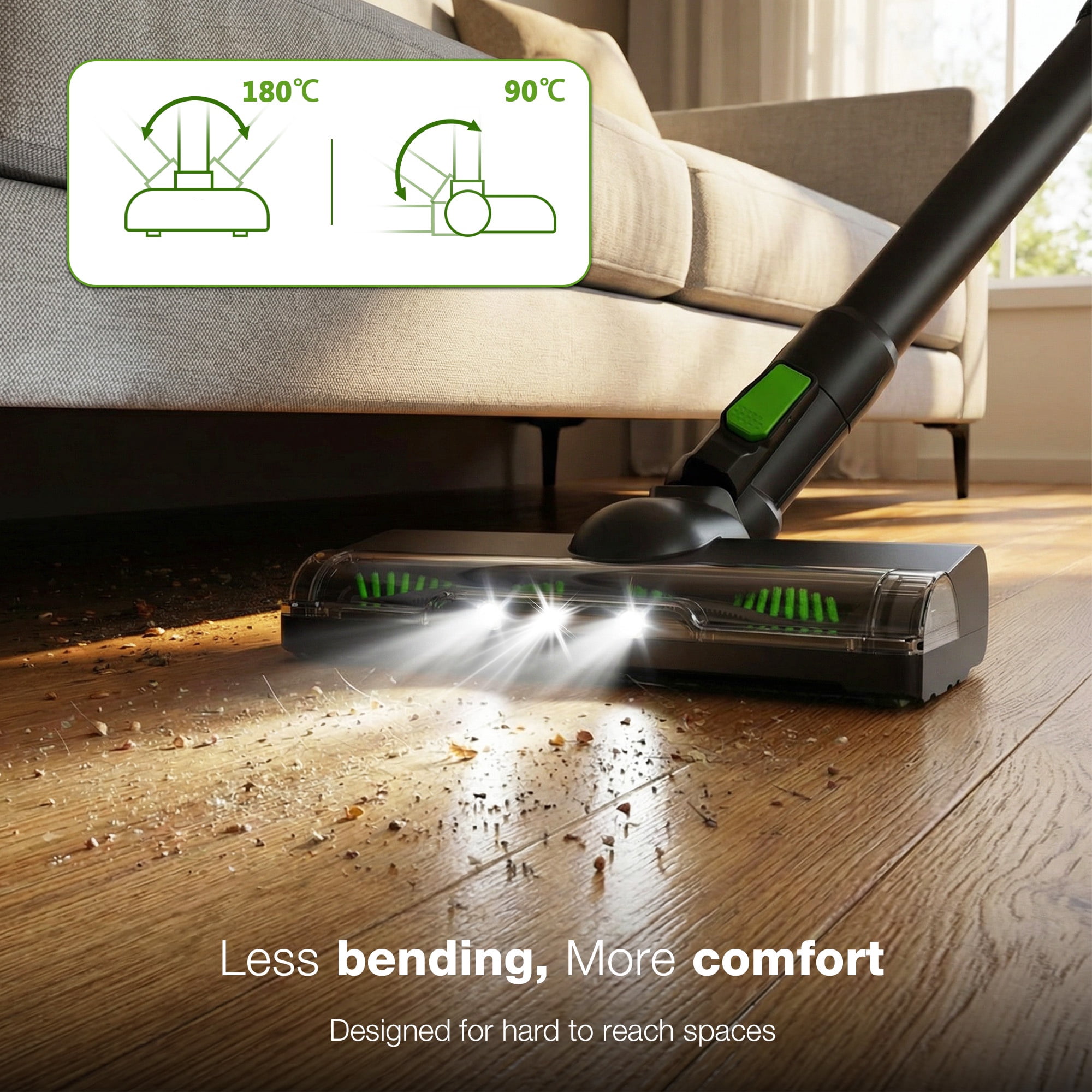 Maircle Anti-Tangle Cordless Stick Vacuum, Powerful But Quiet Cordless Vacuum With LED Display & Fade-Free Suction, Lightweight Vacuum Cleaner For Hard Floors, Carpets, Pet Hair