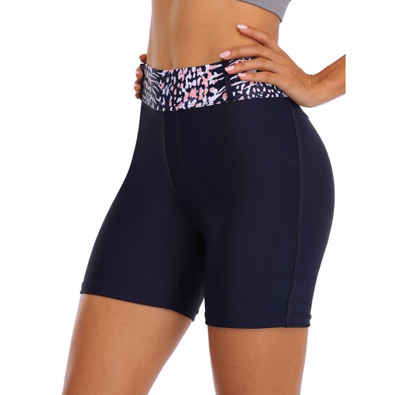 Women's Board Short High Waist Stretchy Swimsuit Bottom Swim Trunk