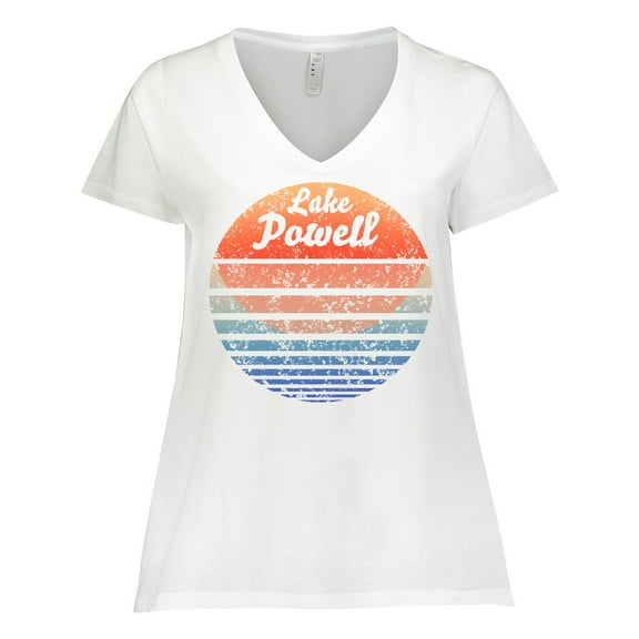 Inktastic Lake Powell Distressed Retro Sunset Women's Plus Size V-Neck T-Shirt