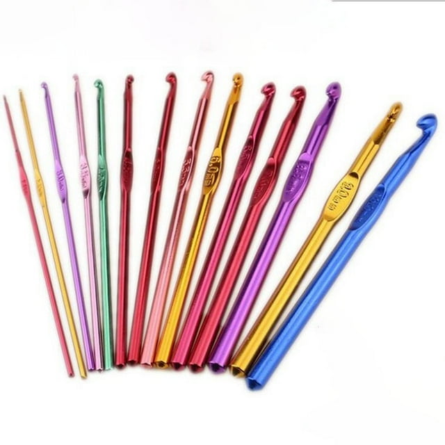Bearachild 1 Juego de agujas de gancho, anillo de bucle de tejer, Kit de tejido de costura de aleación de aluminio romo, herramientas de hilo para zurcir, Artesanía 14 piezas OPP (2-10 mm) Bearachild HA061461-01B