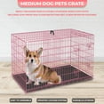 thumbnail image 4 of FDW 36 inch Foldable Metal Dog Crate for Medium Dogs, Double Door, Divider, Removable Tray(Pink), 4 of 7