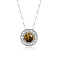 thumbnail image 3 of RYLOS Halo Designer Matching Set Sterling Silver: Ring, Earring & Pendant Necklace. Gemstone & Diamonds, 4MM Tiger Eye November Birthstone; Size 5, 3 of 9