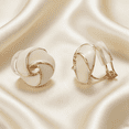 thumbnail image 5 of Yoursfs White Knot Clip on Earrings for Women Gold Plated Large Clips Non Pierced Ear Floral Earrings Jewelry Gifts, 5 of 6