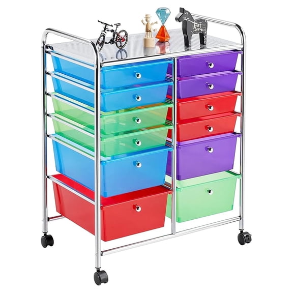 AIZYT 12 Drawers Rolling Storage Cart Multipurpose Movable Organizer Cart Tools Scrapbook Paper Organizer on Wheels, Multicolor