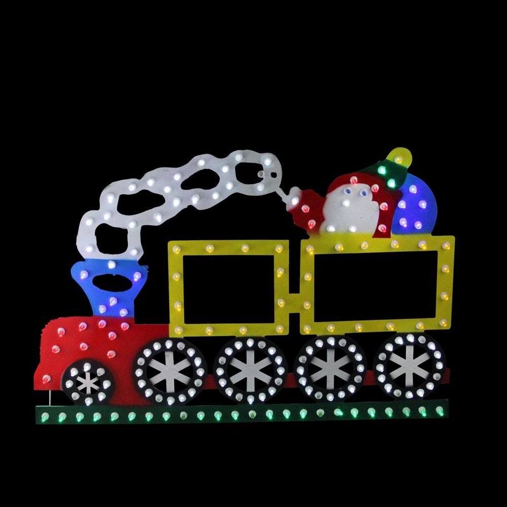 12.25" Lighted LED MultiColor Train Christmas Window Silhouette
