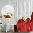thumbnail image 5 of Red Gold Marble Shower Curtain, Waterproof Shower Curtains for Bathroom, Modern Abstract Marble Crack Texture Washable Fabric Bathtub Curtain Set Bath Decor with 12 Hooks Long 72"x84", 5 of 8