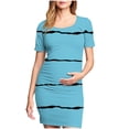 thumbnail image 2 of Ovzne Robes d'Été pour Femmes Robe d'Été Femme Jupe de Maternité Plissée Imprimée à Manches Courtes Col Rond Mi-Mollet Robe d'Été Manches Courtes Imprimée Liquidation, 2 of 6
