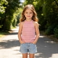 thumbnail image 2 of Tfken Girls Soft Comfy Tops Holiday Daily Wear Sleeveless Tank Tops Tees Fashion Comfortable Lightweight Kids Cute Clothes Size 100, 2 of 4