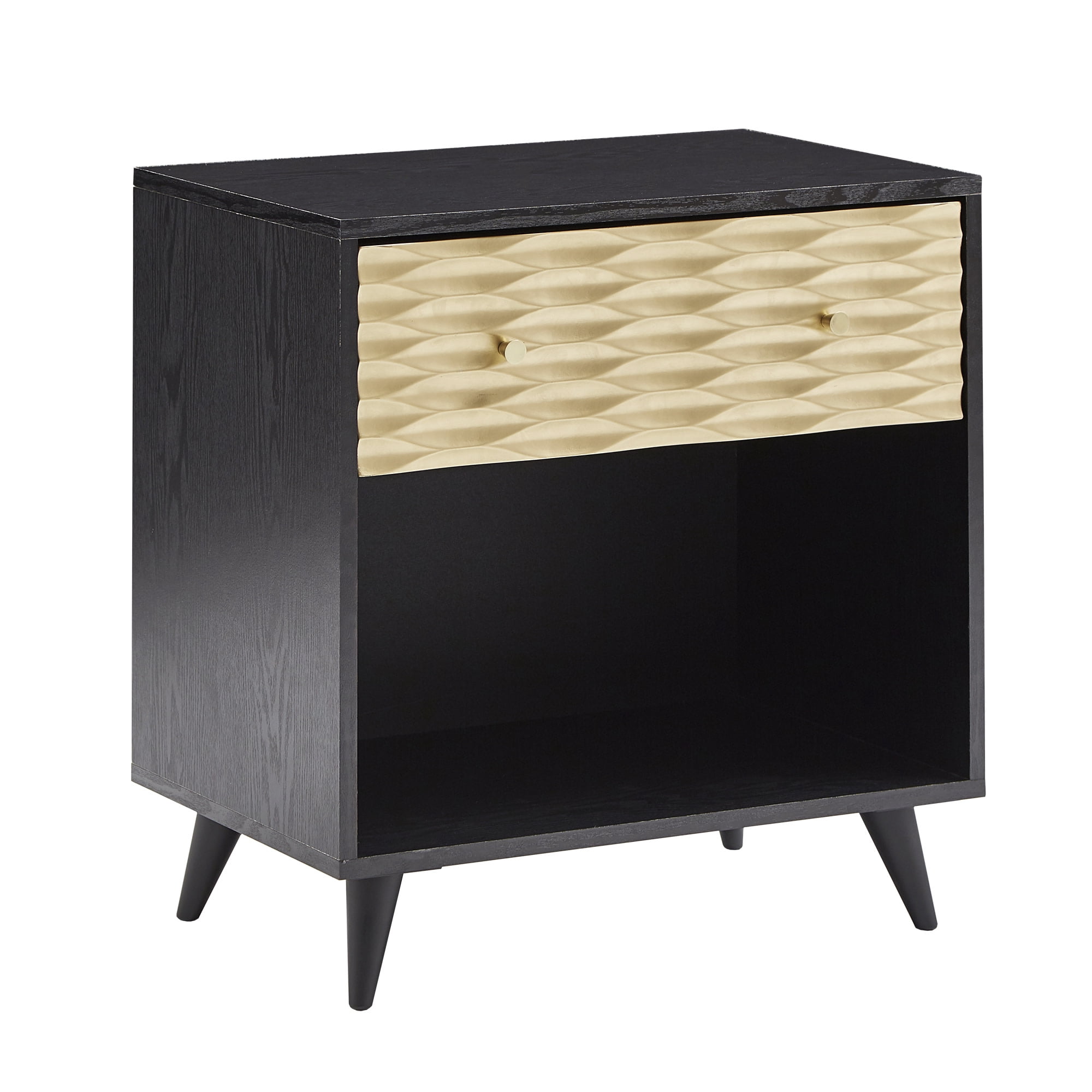 Weston Home Telina Rectangular Wood Two-Tone 1-Drawer End Table, Black/Natural