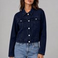 thumbnail image 5 of Rexolia Women's Denim Jacket Classic Western Style Button Down Long Sleeve with Pockets Navy M, 5 of 5