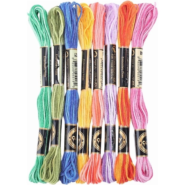 8 Skeins 70 Yards Colored Stitch Thread Variegated Embroidery Floss Polyester Colorful Cord Soft Rainbow String for Hand Sewing Making Bracelets Birthday Wedding Stitching Crafts DIY