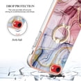 thumbnail image 4 of Mantto For iPhone SE 2022 Case,Ring Holder Stand Marble Pattern 3 in 1 Rugged Shockproof Hybrid Hard PC Soft Rubber Bumper Drop Protective Girls Women Boy Men Phone Cases,Rose, 4 of 6