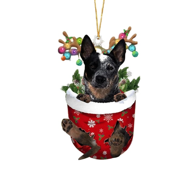 Decoraciones Del Árbol de Navidad Nuevos Lindos Calcetines de Navidad con Fronteras, Decoración Colgante Del Árbol de Navidad Del Perro, Regalo de Navidad, Regalos de Navidad Del Perro