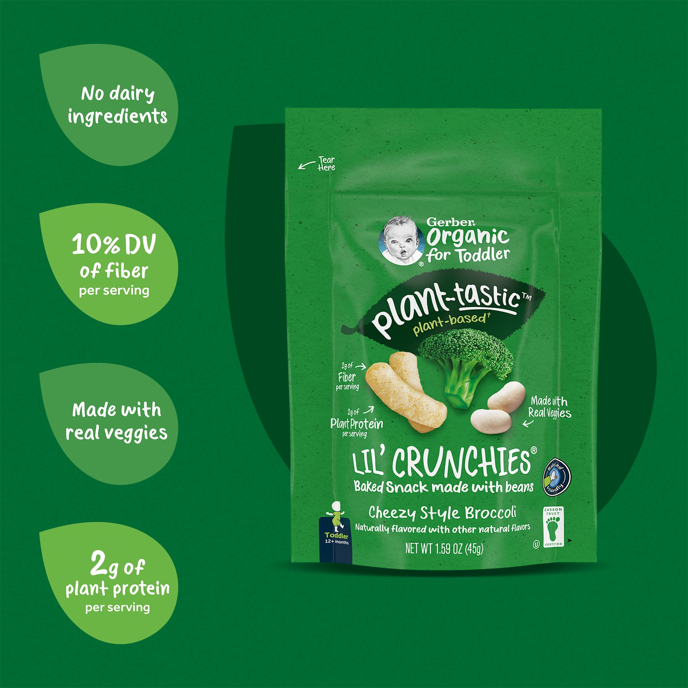Gerber Toddler Baby Food Snacks, Cheezy Style Broccoli Baby Snacks, 1.59 Ounce 1.59 oz
