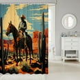 thumbnail image 2 of Retro Western Shower Curtain Set,West Cowboy Horse Bathroom Set Men Home Decor,Cactus Desert Bathroom Curtain Rustic Country Style Fabric Shower Curtain 72"Wx78"L, 2 of 6
