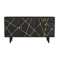 thumbnail image 5 of Powell Kade Mid-Century Modern 4-Drawer 2-Door Wood and Iron Indoor Console Table with Shelves, Black, 5 of 9