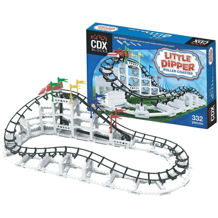 CDX Blocks: Little Dipper - 332 Pcs, Building Brick Set, Gravity Powered Roller Coaster Model, Promotes STEM Learning