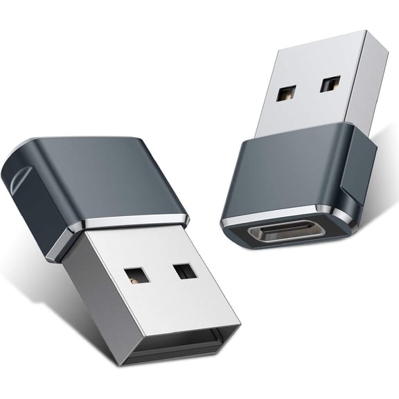 HongKeJi USB to USB C Adapter 2Pack, USB C Female to A Male OTG Charger Type C Converter for iPhone 15/15 Plus/15 Pro/15 Pro Max, AirPods 3, iPad Air, iWatch 7 8 9, Samsung Galaxy S24 24 23