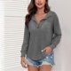 thumbnail image 2 of Sudadera con capucha para mujer,Suéter con capucha y cuello en V para mujer, cierre de solapa con hebilla, manga larga, informal, para uso diario en primavera, sopatenor, 2 of 6