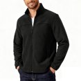 thumbnail image 2 of DPTALR Men's Solid Color Fleece Zip Jacket,Outdoor Casual Coat with Pockets,Black,Big and Tall Men L, 2 of 9