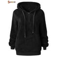 thumbnail image 6 of Spencer Women's Warm Fuzzy Fleece Sweatshirt Casual Loose Sherpa Pullover Hoodies with Pockets Oversized Outwear (2XL, Black), 6 of 8