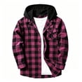 thumbnail image 4 of FchengtaiS Men's Button Down Shacket Long Sleeve Plaid Shirts Jacket Fall Casual Loose Hoodies, 4 of 8