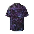 thumbnail image 2 of KLL Lilac Print Men's Shirt Short Sleeve Button Down Summer Cuba Beach Shirts- Small, 2 of 7