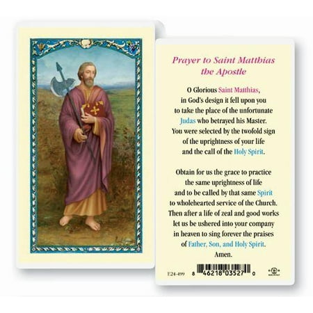 

Saint Matthias Laminated Catholic Prayer Holy Card with Prayer on Back Pack of 25