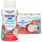 Equate Diabetic Care Nutritional Shakes, Strawberry, 8 fl oz, 6 Count