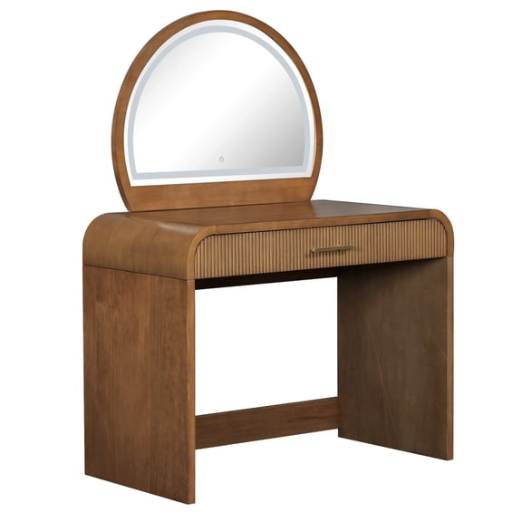 39" Makeup Vanity Table with Touch Screen LED Mirror, Dressing Table with Drawer, Compact Vanity Desk for Bedroom