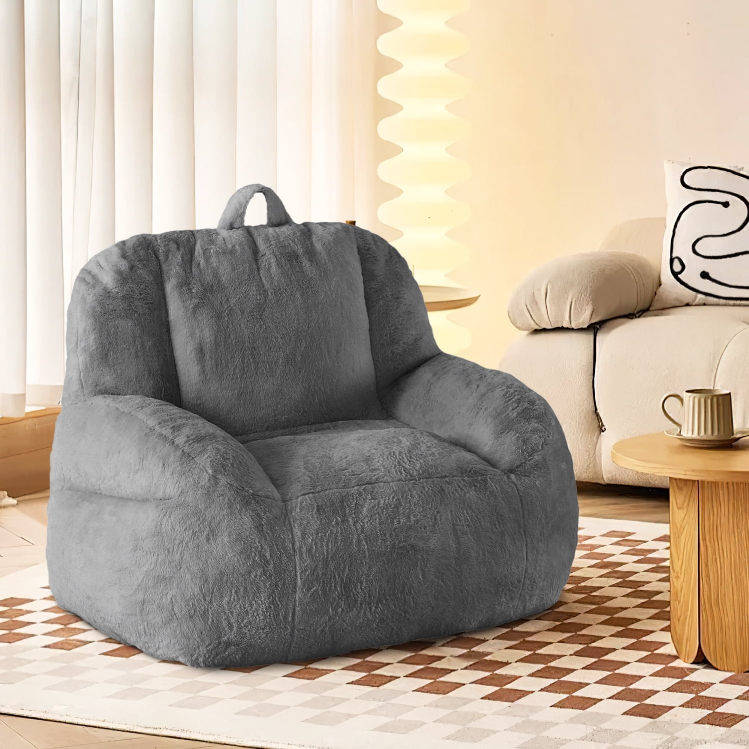 COZONY Large Bean Bag Sofa Chair for Adults and Teens with Filling, Cozy Seating for Living Room, Basement, Game Room,Dark gray