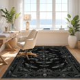 thumbnail image 3 of Design&I 3'x5' Washable Throw Rug Ultra-Thin & Non-Slip Skid-Resistant Small Insect With Filigree Frame And Skull Accents Gothic Victorian Refined Structured for Entryway, Kitchen, 3 of 7