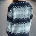 thumbnail image 5 of PiGOGI Women's Fashion Fall Winter Knit Loose Long Sleeve Round Neck Pullover Sweater Blue S, 5 of 6