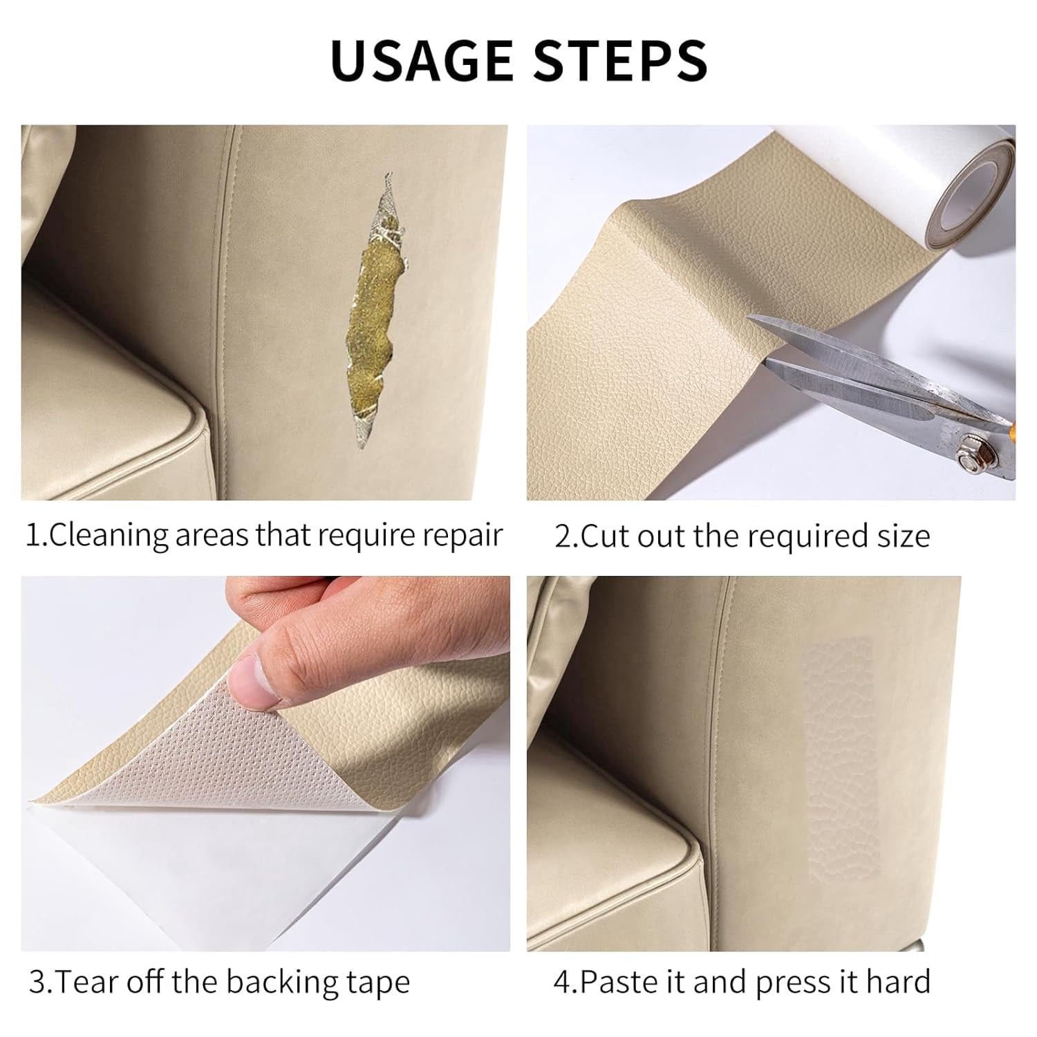 Leather Repair Patch Tape, Dark Brown 3 x 61 Inches Self Adhesive Leather Repair Kit for Furniture, Car Seat,Vinyl Leather Repair Kit for Office Chairs, Couch, Sofa, Luggage