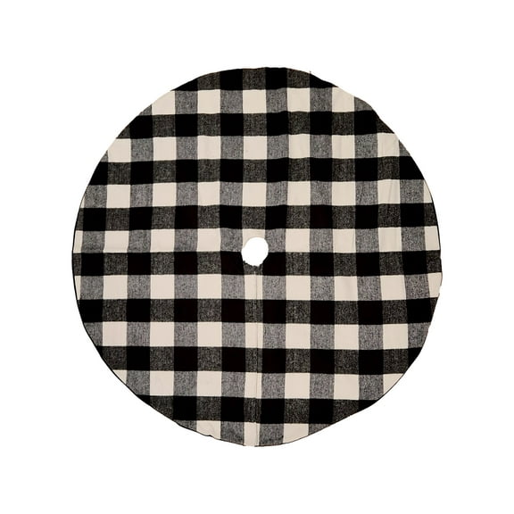 48 inch Black & Beige Buffalo Plaid Soft Flannel Christmas Holiday Tree Skirt