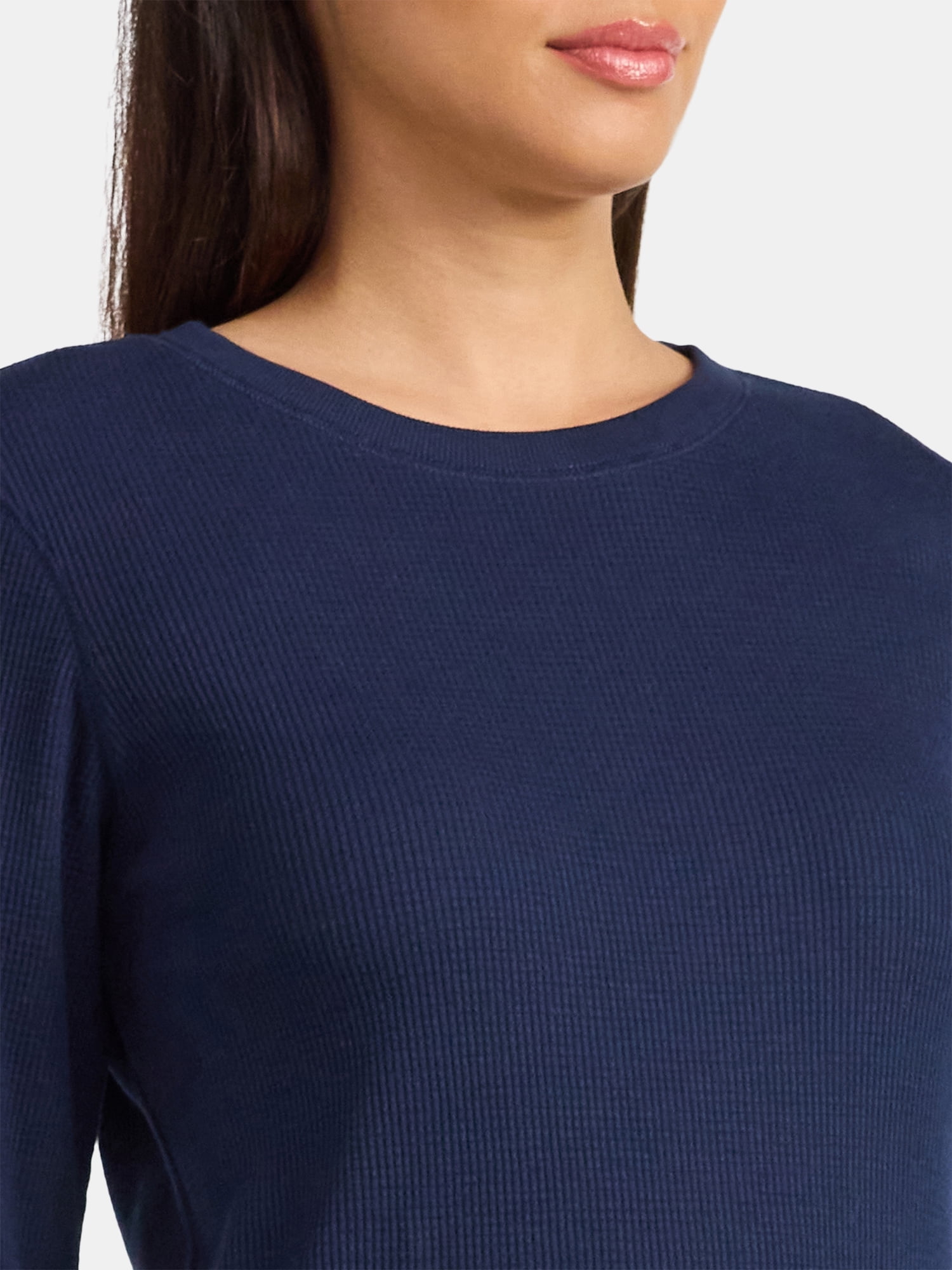 Time and Tru Women's Thermal Tee with Long Sleeves, Size XS-XXXL