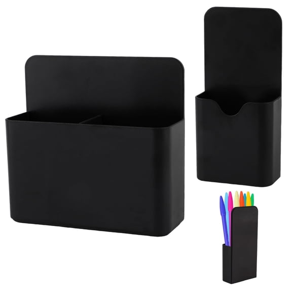 Genreen 2-Pack Magnetic Pen Holder for Whiteboard & Refrigerator – Adjustable Divider Dry Erase Marker Organizer – Heavy Duty ABS Storage Cup for Locker & Office (1 Large   1 Small)