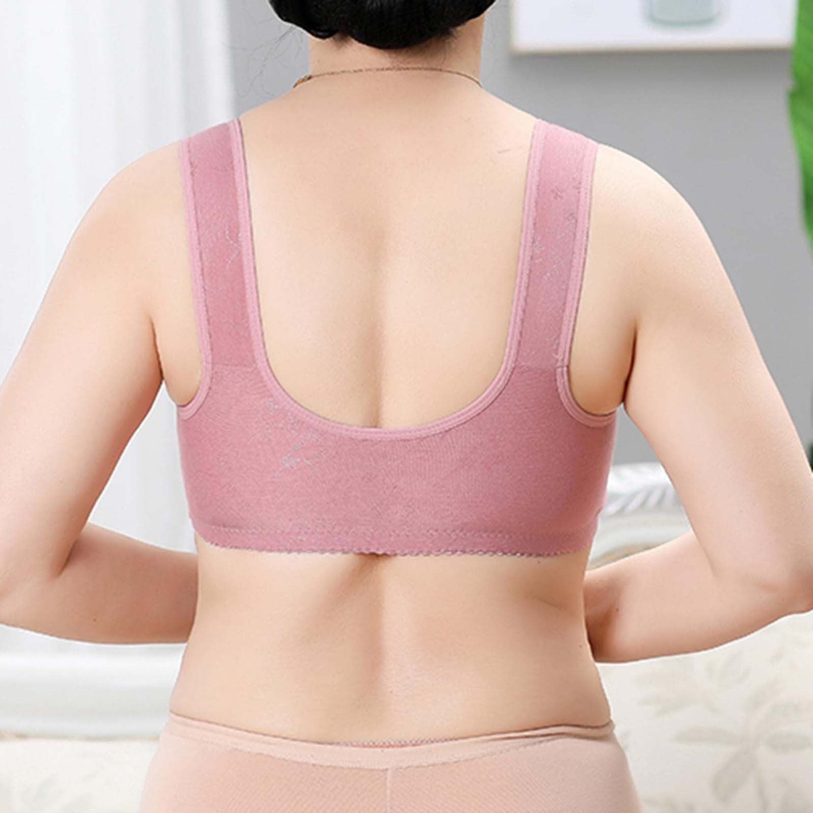 Women's Front Zip Yoga Bra Sleep Bras Plus Size Comfort Soft Push Up  Support Lingerie Wirefree Sports Bra Workout Hot Pink 