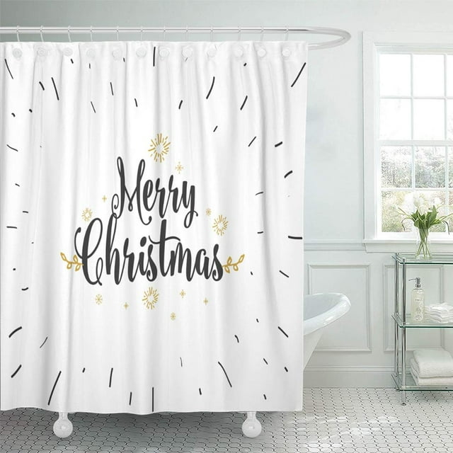 Cortina de ducha ABPHQTO, Diseño caligráfico Feliz Navidad, 152x180 cm