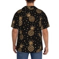 thumbnail image 3 of Gukieu Gold Glitter Pineapples Print Men's Short-sleeved Shirts, Button-down Pocket Shirts, T-shirts, Beach Vacation Travel Summer Clothing-Large, 3 of 5