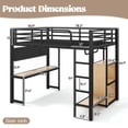 thumbnail image 2 of Harper & Bright Designs Full Size Loft Bed with Desk and Storage Shelves, Heavy Duty Loft Bed Frame with Lights and USB Ports, High Metal Loft Bed with Hanging Rod for Bedroom, Black, 2 of 16